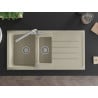 Mexen Andres granite sink 1.5-bowl with drainer and Duero kitchen tap, beige - 6515-69-671600-00