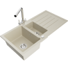 Mexen Andres granite sink 1.5-bowl with drainer and Duero kitchen faucet, beige - 6515-69-671600-00
