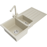 Mexen Andres granite sink 1.5-bowl with drainer and Duero kitchen tap, beige - 6515-69-671600-69