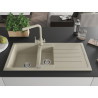 Mexen Andres granite sink with 1.5 bowls, drainer, and Duero kitchen faucet, beige - 6515-69-671600-69
