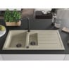 Mexen Andres 1.5-bowl granite sink with drainer and Duero kitchen faucet, beige - 6515-69-671600-70