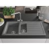 Mexen Andres 1.5-bowl granite sink with drainer and Duero kitchen faucet, gray - 6515-71-671600-00