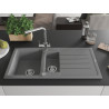 Mexen Andres granite sink 1.5-bowl with drainer and kitchen faucet Duero, gray - 6515-71-671600-00