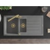 Mexen Andres granite sink 1.5-bowl with drainer and Duero kitchen tap, grey - 6515-71-671600-50