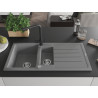 Mexen Andres granite sink 1.5-bowl with drainer and Duero kitchen faucet, gray - 6515-71-671600-70