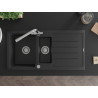 Mexen Andres granite sink 1.5-bowl with drainer and kitchen faucet Duero, black/silver - 6515-73-671600-00