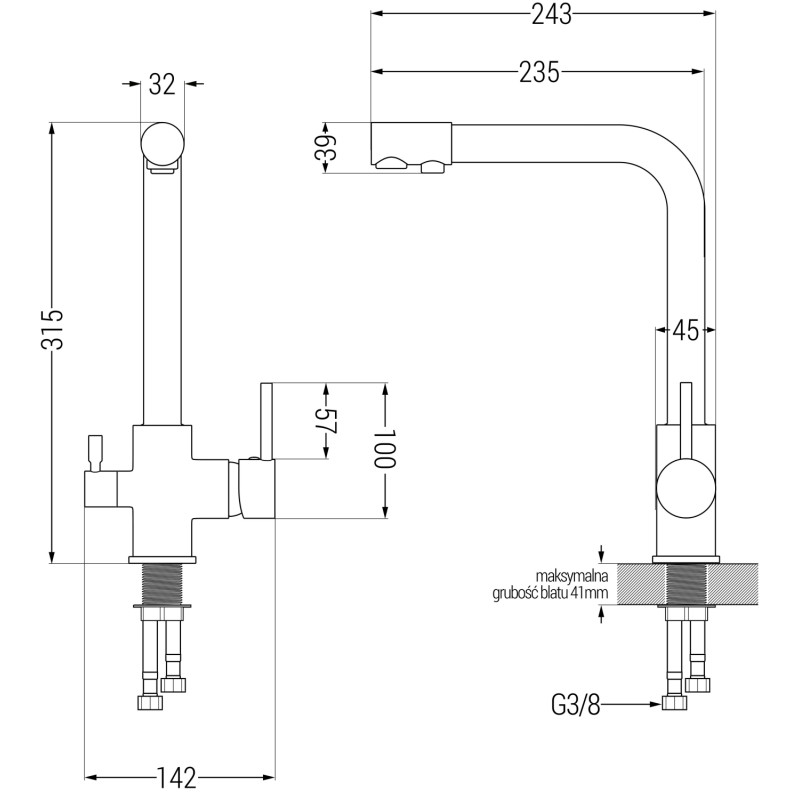 Mexen Andres granite sink 1.5-bowl with drainer and Duero kitchen faucet, black/silver - 6515-73-671600-00