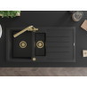 Mexen Andres granite sink 1.5-bowl with drainer and Duero kitchen faucet, black/silver - 6515-73-671600-50