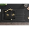 Mexen Andres granite sink 1.5-bowl with drainer and Duero kitchen tap, black/silver - 6515-73-671600-50