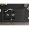 Mexen Andres granite kitchen sink 1.5-bowl with drainer and Duero kitchen faucet, black/gold - 6515-75-671600-00
