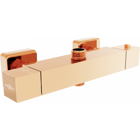 Mexen Cube thermostatic shower mixer tap, Rose gold - 77250-60