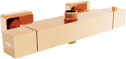 Mexen Cube thermostatic shower mixer tap, Rose gold - 77250-60
