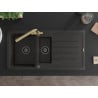 Mexen Andres 1.5-Bowl Granite Sink with Drainer and Duero Kitchen Faucet, Black/Gold - 6515-75-671600-50-B