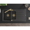Mexen Andres granite sink 1.5-bowl with drainer and Duero kitchen faucet, black speckled - 6515-76-671600-50