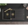 Mexen Andres granite sink with 1.5 bowls, drainer and Duero kitchen faucet, black speckled - 6515-76-671600-50