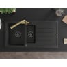 Mexen Andres granite sink 1.5-bowl with drainer and kitchen faucet Duero, black - 6515-77-671600-50-B