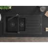 Mexen Andres 1.5-bowl granite sink with drainer and Duero kitchen faucet, black - 6515-77-671600-70-B