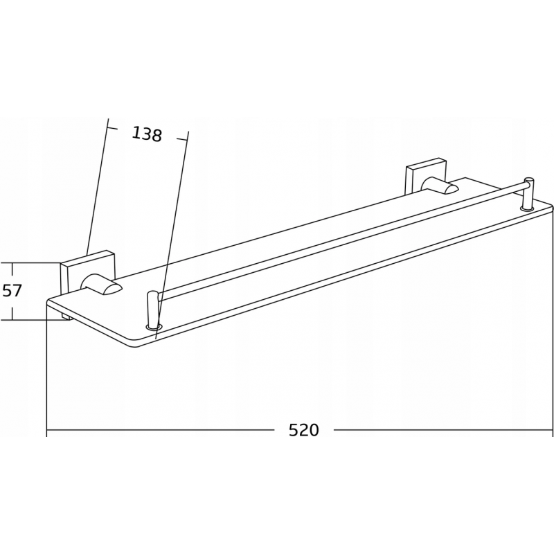 Mexen Rufo Hanging Glass Shelf, Chrome - 7050937-00