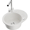 Mexen Kevin 1-bowl granite sink with drainer and Duero kitchen tap, white - 6517-20-671600-00