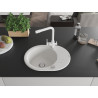 Mexen Kevin granite kitchen sink single-bowl with drainer and Duero kitchen faucet, white - 6517-20-671600-20