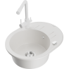 Mexen Kevin 1-compartment granite sink with a drip tray and kitchen mixer tap Duero, White - 6517-20-671600-20