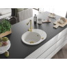 Mexen Kevin granite sink single-bowl with drainer and Duero kitchen faucet, white - 6517-20-671600-50