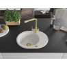 Mexen Kevin granite sink single-bowl with drainer and Duero kitchen faucet, white - 6517-20-671600-50