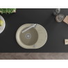 Mexen Kevin 1-bowl granite sink with drainer and Duero kitchen faucet, beige - 6517-69-671600-00