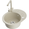 Mexen Kevin granit sink 1-bowl with drainer and Duero kitchen faucet, beige - 6517-69-671600-69