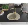 Mexen Kevin single-bowl granite sink with drainer and Duero kitchen tap, beige - 6517-69-671600-50