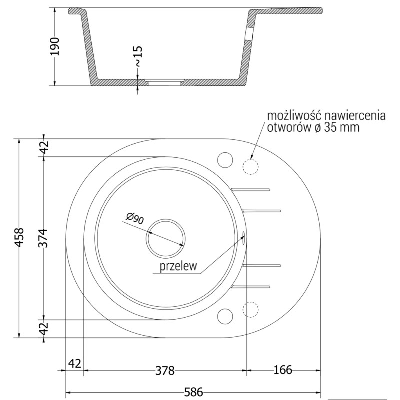 Mexen Kevin granite kitchen sink with 1 bowl, drainer and Duero kitchen faucet, beige - 6517-69-671600-50