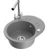 Mexen Kevin 1-bowl granite sink with drainer and Duero kitchen faucet, gray - 6517-71-671600-00