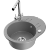Mexen Kevin granite kitchen sink single-bowl with drainer and kitchen faucet Duero, gray - 6517-71-671600-00