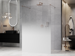 Mexen Kioto Free-standing Shower Wall 150 x 200 cm, White Ombre 8 mm, Rose Gold - 800-150-002-60-86