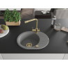 Mexen Kevin granite kitchen sink 1-bowl with drainer and Duero faucet, gray - 6517-71-671600-50