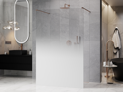Mexen Kioto freestanding shower panel 140 x 200 cm, white ombre 8 mm, brushed copper - 800-140-002-65-86