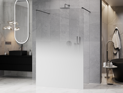 Mexen Kioto freestanding shower wall 110 x 200 cm, white ombre 8 mm, brushed gun gray - 800-110-002-66-86