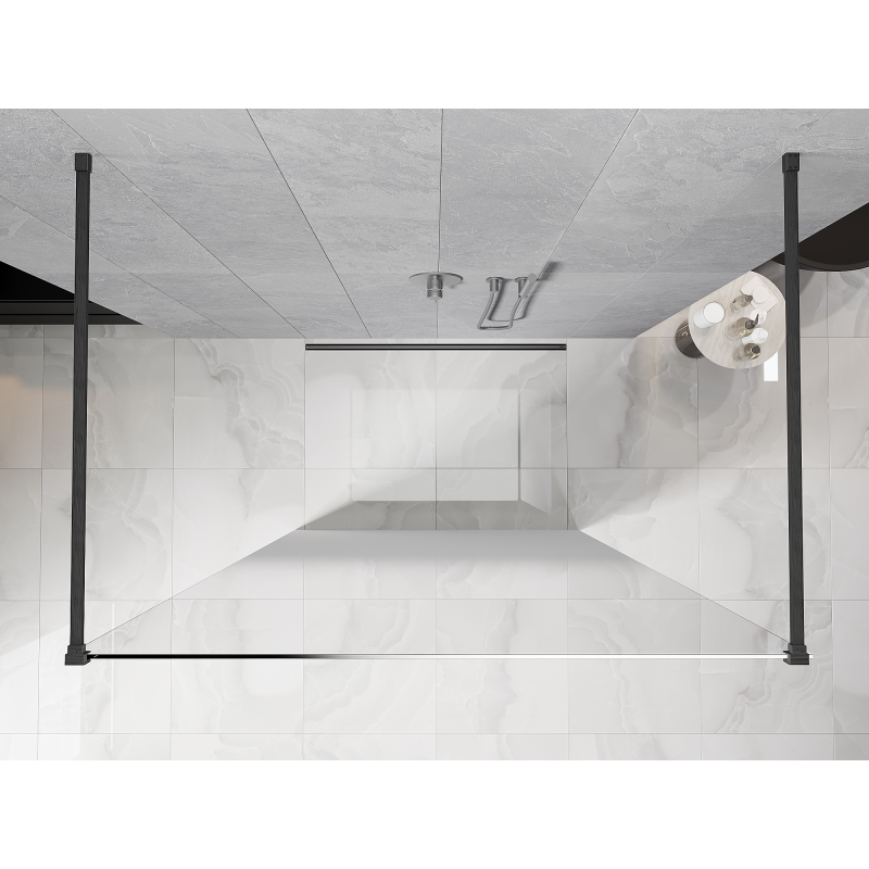 Mexen Kioto freestanding shower wall 110 x 200 cm, white ombre 8 mm, brushed gun gray - 800-110-002-66-86