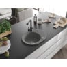 Mexen Kevin 1-bowl granite sink with drainer and Duero kitchen tap, grey - 6517-71-671600-70