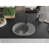 Mexen Kevin 1-bowl granite sink with drainer and Duero kitchen faucet, gray - 6517-71-671600-70