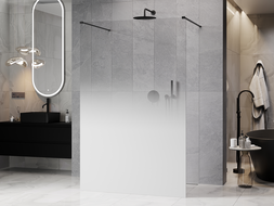 Mexen Kioto freestanding shower wall 110 x 200 cm, white ombre 8 mm, black - 800-110-002-70-86