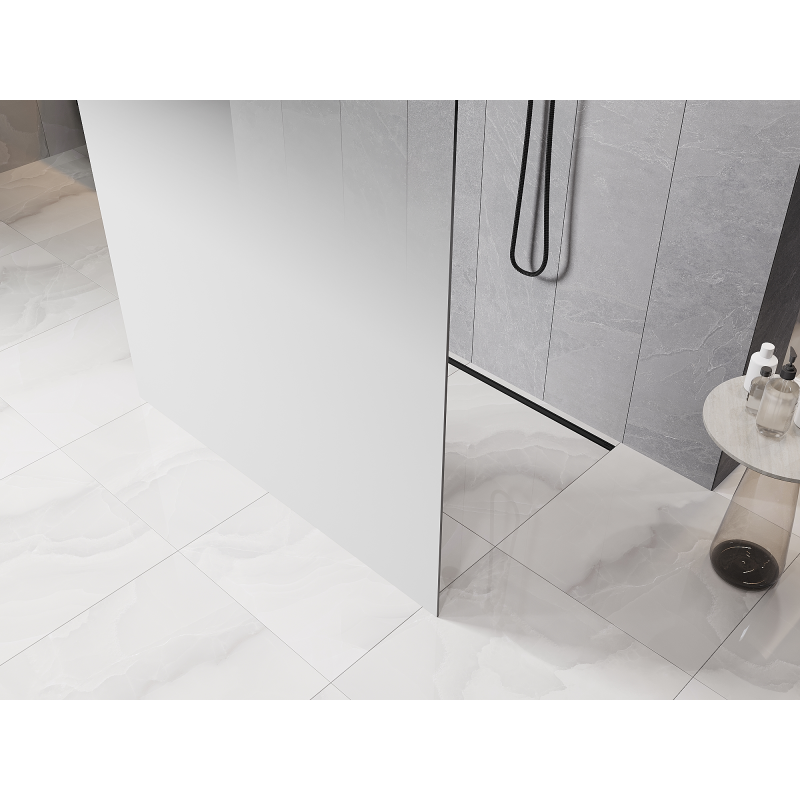 Mexen Kioto freestanding shower wall 110 x 200 cm, white ombre 8 mm, black - 800-110-002-70-86