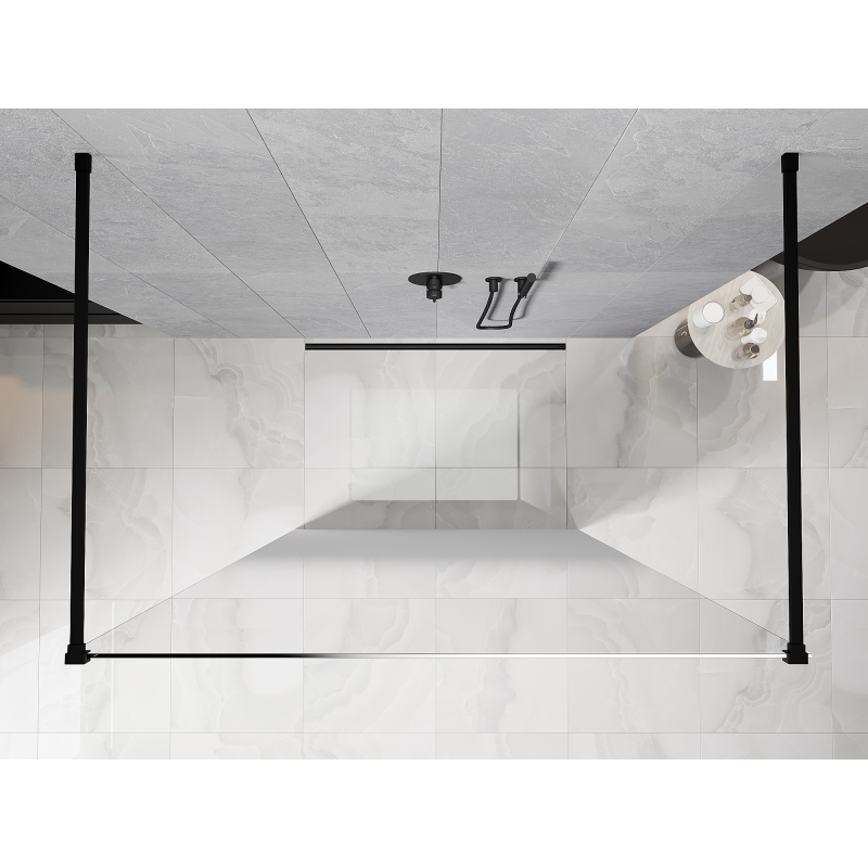 Mexen Kioto freestanding shower wall 130 x 200 cm, white ombre 8 mm, black - 800-130-002-70-86