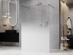 Mexen Kioto free-standing shower wall 100 x 200 cm, white ombre 8 mm, gun metal - 800-100-002-95-86