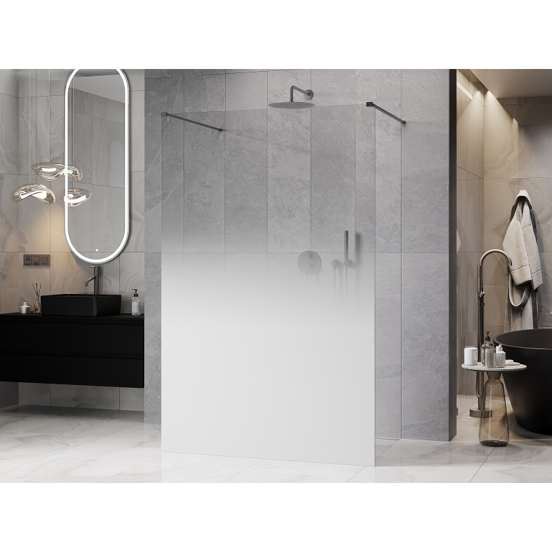 Mexen Kioto freestanding shower wall 120 x 200 cm, white ombre 8 mm, gun metal - 800-120-002-95-86