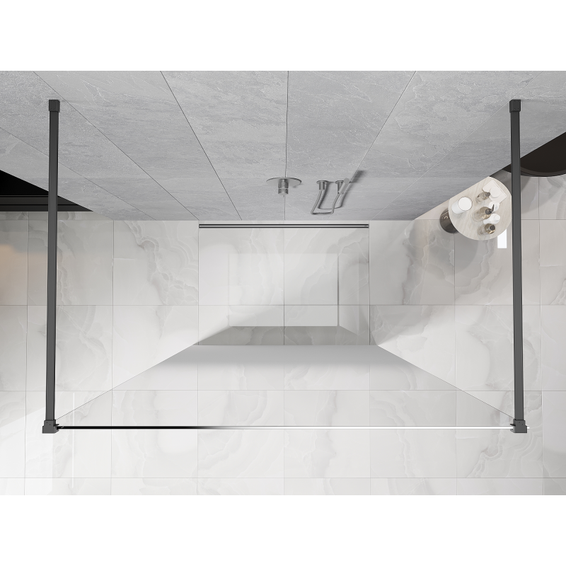 Mexen Kioto freestanding shower wall 150 x 200 cm, white ombre 8 mm, gun metal - 800-150-002-95-86