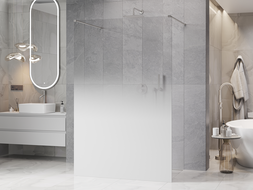 Mexen Kioto freestanding shower panel 150 x 200 cm, white ombre 8 mm, brushed nickel - 800-150-002-97-86