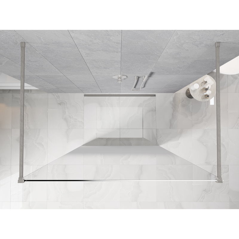 Mexen Kioto freestanding shower wall 140 x 200 cm, white ombre 8 mm, brushed nickel - 800-140-002-97-86