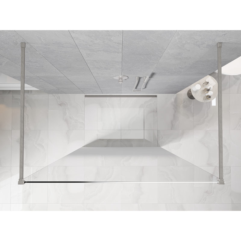 Mexen Kioto freestanding shower panel 150 x 200 cm, white ombre 8 mm, brushed nickel - 800-150-002-97-86