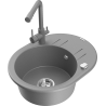 Mexen Kevin 1-bowl granite sink with drainer and Duero kitchen faucet, gray - 6517-71-671600-71
